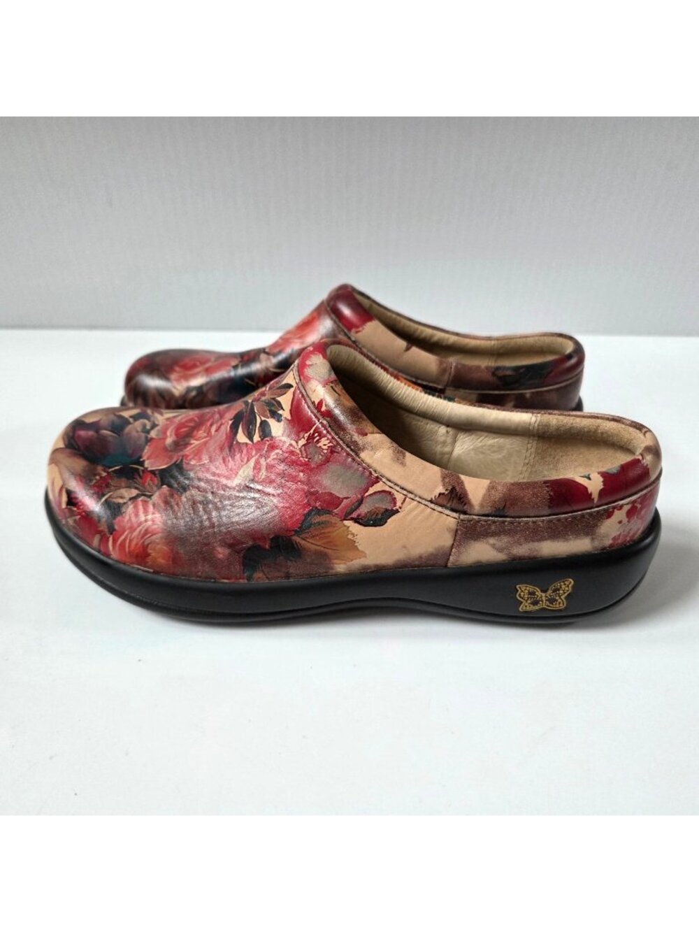 Alegria Shoes 38 / 8 8.5 Kayla Floral Leather Comfort Mules Clogs NO INSOLES